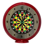 Darts Game Room Wood, Red Non-Lighted Gas Pump Globe Advertising Quartz Clock