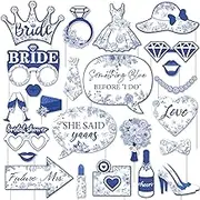 kreat4joy Something Blue Before i Do Bridal Shower Decorations, 24pcs Something Blue Photo Booth Props Bridal Shower for Woman Girl Bachelorette Wedding Engagement Party