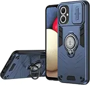 Phone Cases Compatible with Samsung Galaxy A06 5G Case with Kickstand & Slide Camera Cover, Shockproof Military-Grade Case Rugged Protective Cover Back Case Cover(Blue)