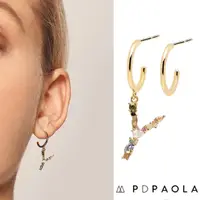 在飛比找momo購物網優惠-【PD PAOLA】西班牙時尚潮牌 金色Y字母耳環 彩鑽耳環