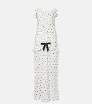 [Alessandra Rich] Alessandra Rich Ruched polka-dot silk maxi dress AU 4 white