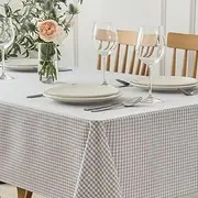 maxmill Square Checkered Tablecloth Water Resistance Antiwrinkle Spillproof Heavy Weight Gingham Table Cloth Buffalo Plaid for Buffet Banquet Parties Holiday Dinner 70 x 70 Inch Grey White