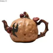Yixing Handmade Tea Pot Longevity Peach Ganoderma Purple Clay Kettle