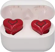 Cute Heart Shaped Cordless Earbuds, Bluetooth 5.3 Water Resistant Cordless Earphone, 6 Colors Gradient Lights with Charging Case, for Sport Travel (Red)