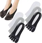 [Generic] 6 Pack Women Five Toe Invisible Socks Toe Separator Breathable No Show Socks Compression Toe Socks for Sport Yoga