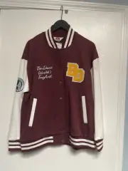 M Ben Davis Japan Varsity Jacket Sweatshirt With Embroidered Patch Snap Button