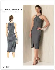 VOGUE SEWING PATTERN 1498 MISSES 14-22 CRISS-CROSS STRAP DRESS, OVERLAPPED FRONT