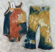 multicolor tie dye cami flare pants set 12-18m