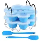 Silicone Egg Bites Molds and Steamer Rack Trivet with Heat Resistant Handles ...