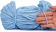 100 m Cord, Thickness 3 mm, 100% Polyester, Universal Polyester Cord, Light Blue