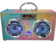 Bling Boombox BLUETOOTH & LED Lights REMOTE FM Rechargeable PHONE HOLDER BNIB!