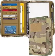 GLHFSONG Military Padfolio Ring Binder with 80 Sheets 160 Pages of Leaf Paper, Military Notebook with Zippered Padfolio Organizer, Refillable Tactical Notebook 6-Ring A6 Notebook Paper (6.7" x 4.1")