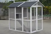 Grey XL Chicken Coop Rabbit Guinea Pig Hutch Ferret Hen Cat Bird House