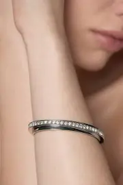 Silver Tone Crystal Diagonal Cuff