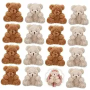 15 Pcs Plush Mini Bear 4 Inch Stuffed Animal Toys Tiny Bear Brown, Apricot