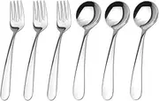 WEKTUNAA Stainless Steel kids Silverware Set-6 pieces-Kids Forks and Spoons-Mirror Polished-Toddler silverwares Back to school lunch supplies