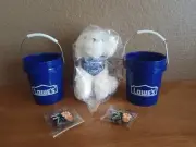Lot Lowe’s 2025 Limited Edition 2 Mini Buckets 4 Shoe Charms 1 Sealed Plush Dog