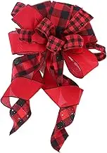 TOPPERFUN 1Pc Checkered Bowknot Christmas Tree Topper Easy to Install Treetop Ornament for Home Creative Holiday Adornment for Memorable Celebrations