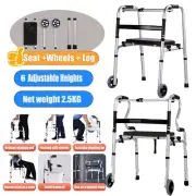 Walker Frame + Wheel Mobility Walking Aid Elderly Rehabilitation Walker Seat New