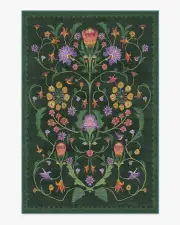 185' x 275' | Machine Washable Runner Rug | Kid & Pet Friendly | Indoor Rug | Iris Apfel Protea Forest Green Tufted Rug | Ruggable