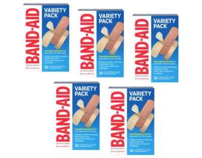 Band-Aid Brand Adhesive Bandages Variety Pack, 30 Assorted Sizes - 5 PACKS LOT