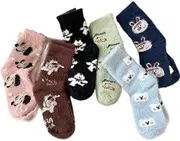 [HACODAN] 6 Pairs Warm Winter Socks for Women Kawaii Cute Y2K Plush Socks Sherpa Thicken Fleece Fuzzy Japanese Fluffy Socks