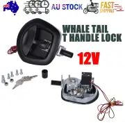 Black Power Operated Central Locking Handle Whale Tail Lock Recessed Folding 12V