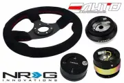 NRG 320 Race Suede Steering Wheel Red/110 Hub/2.0 BK Neo Quick Release/Lock Matt