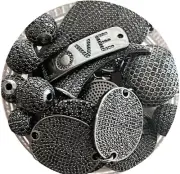 6 Loose Mix Cz Micro Pave Pendant Bead Random Size shape Cubic Zirconia Bead