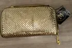 Bags By Marlo Gold Chain Mail Bag, Organizer Check Book Cover, Detachable Strap