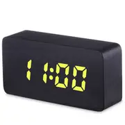TODO LED Digital Alarm Clock 3 Alarm 115 Colour Display USB Power Woodgrain - Black