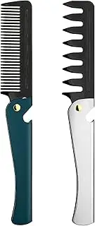Men's Folding Comb with Cover for Travel and Grooming - Ideal for Beard Detangling and Styling