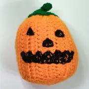 Halloween pumpkin HAND CROCHETED table decoration Jack O Lantern
