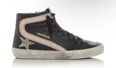 Golden Goose Slide High Top Sneakers Women NIB Pearl Pink Black EU 39 US 9