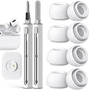 [Pohgelan] Compatible with AirPods Pro 2nd/1st Generation Replacement Ear Tips,with Noise Reduction Hole & Built-in dust Guard Screen,for USB-C Charging Case with Cleaner kit -4 Sizes (S/M/L)-Whiite