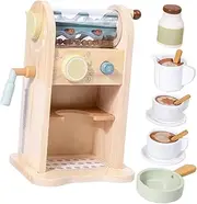 NAMOARLY 1 Set Wooden Coffee Maker Educational Espresso Machine for Pretend Play Role Playing and Early Development Safe and Smooth Surface for Interaction