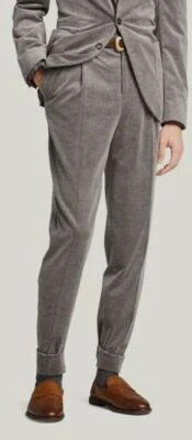 Brunello Cucinelli Men's Gray Fine Corduroy Suit Dress Pants Size 58