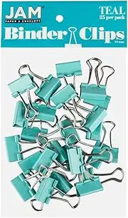 JAM Paper Binder Clips 19mm Small Binder Clips Teal