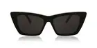 Saint Laurent Women's Narrow Cat Eye Sunglasses Shiny Black 53.0 Millimeters