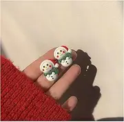 Ear Studs Christmas Cute Earrings Santa Claus Elk Resin Earrings Female Sweet Snowman Earrings Without Pierced Ear Clips Friend Ear Stud (Size : Snowman Ear Clip)
