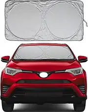Car Windshield Sun Shade with Storage Pouch by A1 Sunshade Retractable Automotive Car Truck SUV Front Window Shield Blocker Screen Visor Protector Cover for Auto Interior Accessories for Heat Medium