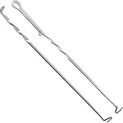 UKQRRTC 2 Pack Metal BBQ Meat Hook Flipper, Heat Resistant Meat Turner Hook, Long Handle BBQ Food Flipper for Cooking Steaks, Chicken, Sausages, Hot Dogs, Vegetables