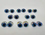 8 pair VTG Zims Blue Cut Iris Owl Eyes 14mm Plastic Safety Amigurumi Craft Doll