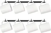 Metal Coffee Mug Rack Wall Mounted with 8 Hooks, Set of 2, Mug Display Rack Cup