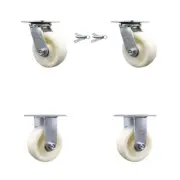 5 Inch Nylon Caster Set with Ball Bearings 2 Swivel Lock 2 Rigid Service Caster