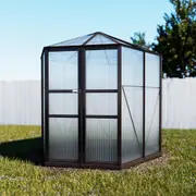 Greenhouse Aluminium 240x211x232 cm Polycarbonate Shed Brown