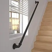 Indoor Outdoor Stair Railing Support Kit Wall Mounted Stair Step Handrail External Internal Stair Handrail 12ft/360cm Handrail (Size: 1.2m 1.5m 2m 2.5m 3m)