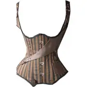 Steampunk Vest Corset 2XL Pinstripe Underbust Corset Steel Boned Lace Up