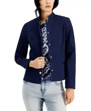 Inc International Concepts Stand-Collar Snap-Front Jacket SZ M Indigo Sea
