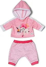 BABY born Pink Jogging Suit, Pink Patterned Trousers and Hoodie for 43cm Dolls, 837313 Zapf Creation